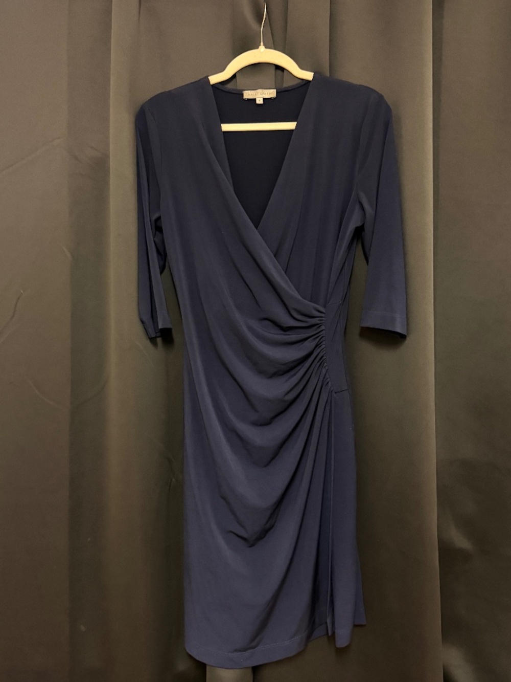 Anatomie Navy Blue Ruched Faux Wrap Dress Size S Luxury Travel